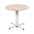 LUXOR LX-PNADJ-Round - Pneumatic Adjustable Round Pedestal Table., White, Medium