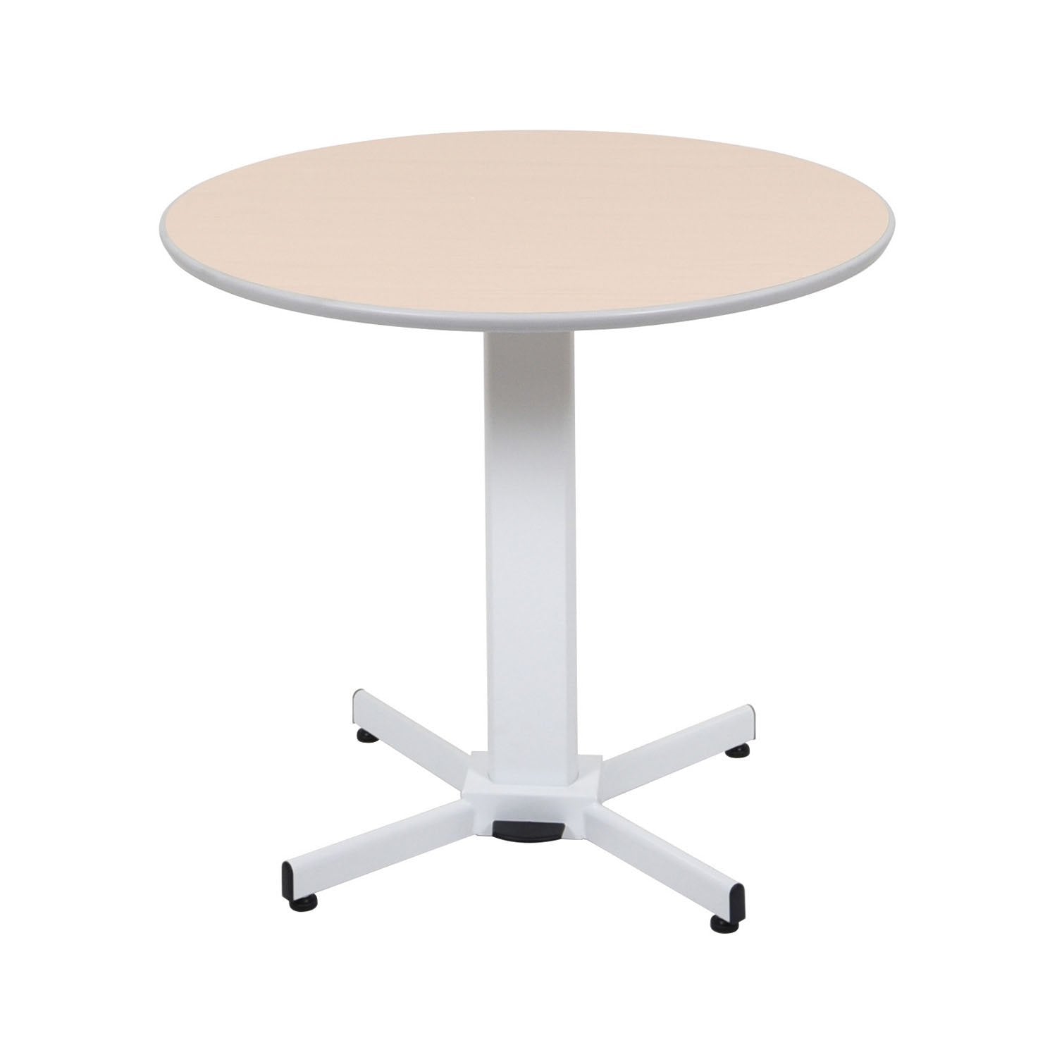 LUXOR LX-PNADJ-Round - Pneumatic Adjustable Round Pedestal Table., White, Medium