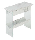 Convenience Concepts SoHo Flip Top End Table with Charging Station, White Faux Marble