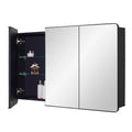 IDYLLOR Black Bathroom Medicine Cabinet with Round Corner Framed Door, 40 x 25.5 inch, Recessed or Surface Mount, with Adjustabl