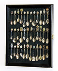 36 Spoon Display Case Wall Rack Cabinet Holder Box 98% UV - Lockable -Black Finish