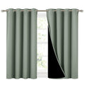 NICETOWN Greyish Green 100% Blackout Curtains 45 inches Long, 2 Thick Layers Completely Blackout Window Treatment Thermal Insula