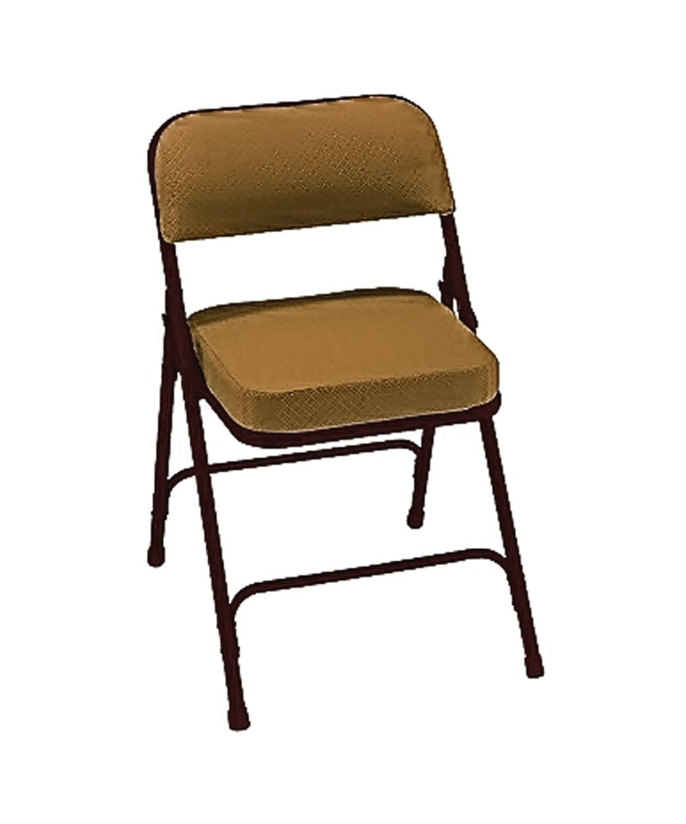 National Public Seating Home Office Decorative 2 Upholstered Seat Folding Chair Fabric Gold Pattern, FrameTextured Brown - 2 Pac