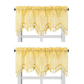 Solid Faux Silk Swag Waterfall Cascade Ascot Window Curtain Valance w/Tassels Trim 55  x18  Wave (2, Yellow)