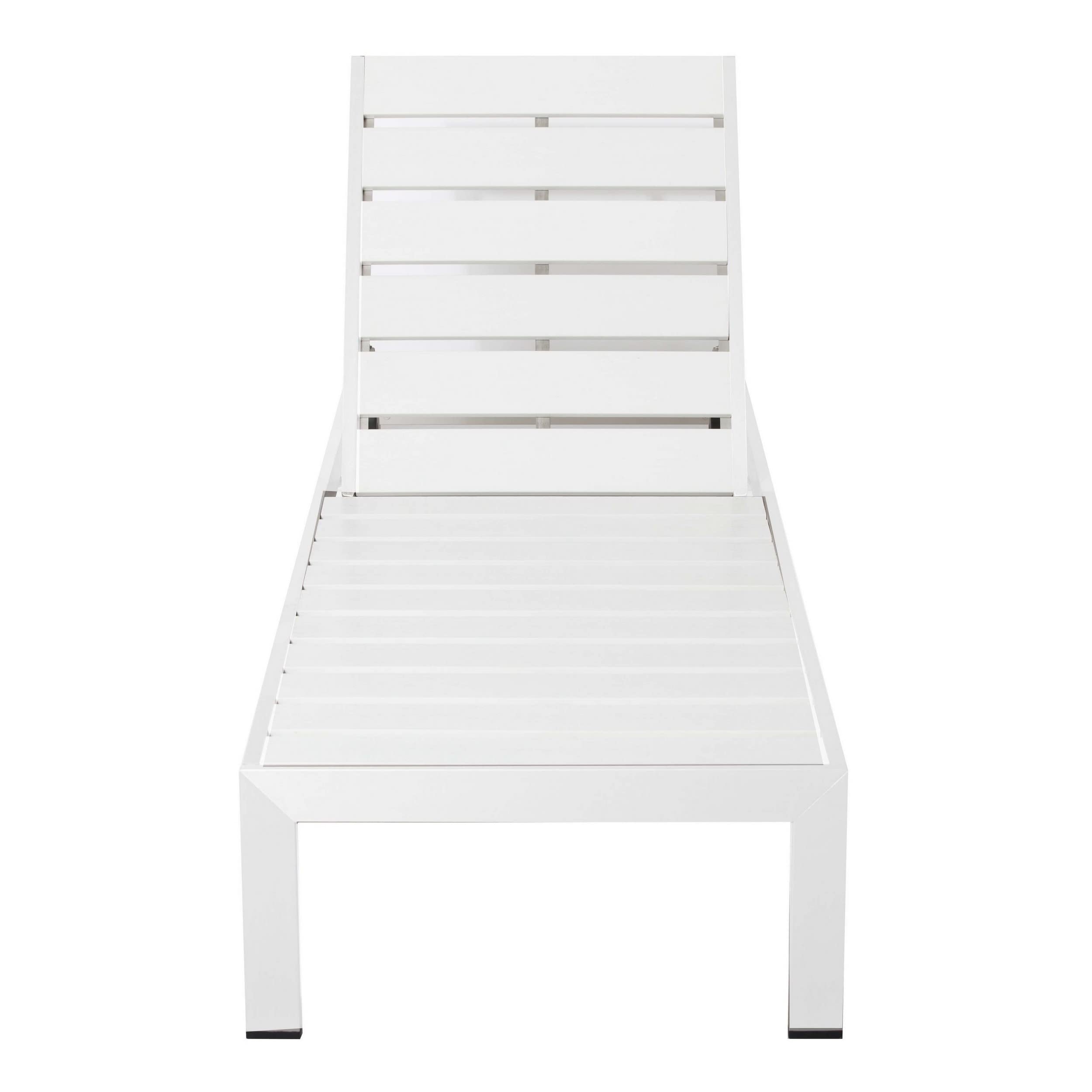 Benjara BM287822 Patio Josh 76 Inch Outdoor Chaise Lounger, White Aluminum Frame, Adjustable