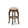 East West Furniture BFS030-303 Bedford Counter Height Stool - Round Shape Mocha PU Leather Upholstered Pub Height Backless Chair