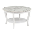 Convenience Concepts American Heritage Round Coffee Table 30 - Classic Living Room Table with Storage Shelf for Living Room, Whi
