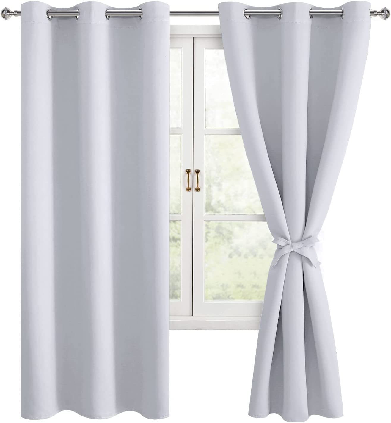 Hiasan Room Darkening Curtains for Bedroom, Noise Reducing, Energy Saving Blackout Window Curtain Panels, Sewn with Tiebacks, Se