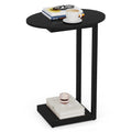 Hosfais Small Side Table End Table - C-Shaped Wood Coffee Table TV Tray for Eating Couch Tables for Small Space, Living Room, (B