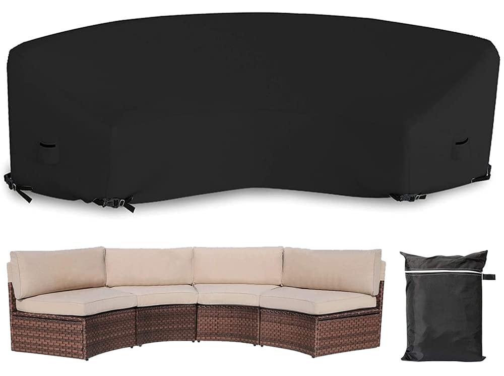 Skyour Patio Sectional Curved Sofa Protector Cover Waterproof Heavy Duty 420D Oxford Outdoor Sectional Curved Couch Sofa Covers 