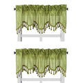 Solid Faux Silk Swag Waterfall Cascade Ascot Window Curtain Valance w/Tassels Trim 55  x18  Wave (2, Lime Green)