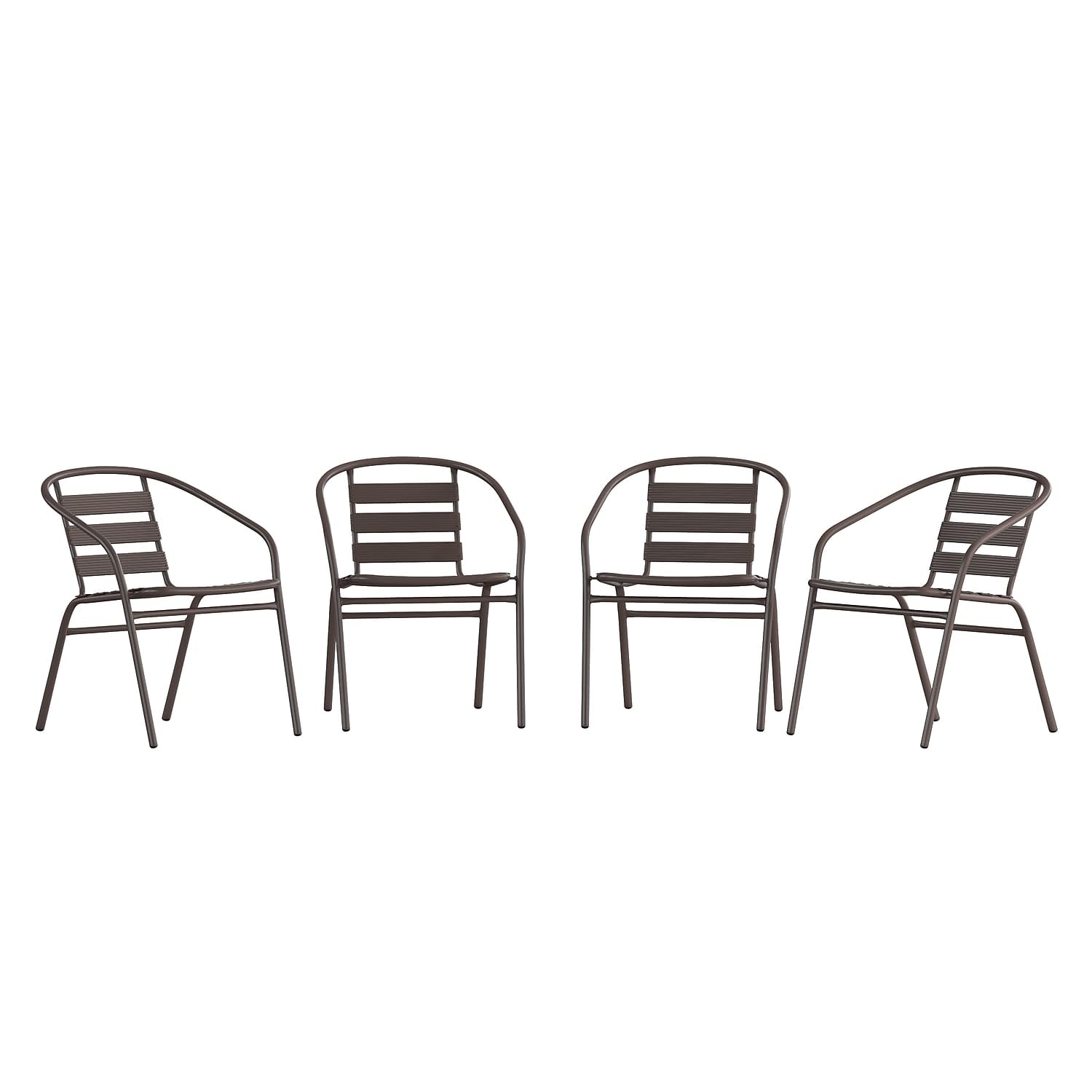 Flash Furniture Lila Metal Restaurant Stack Chairs with Metal Slats, Set of 4, Bronze