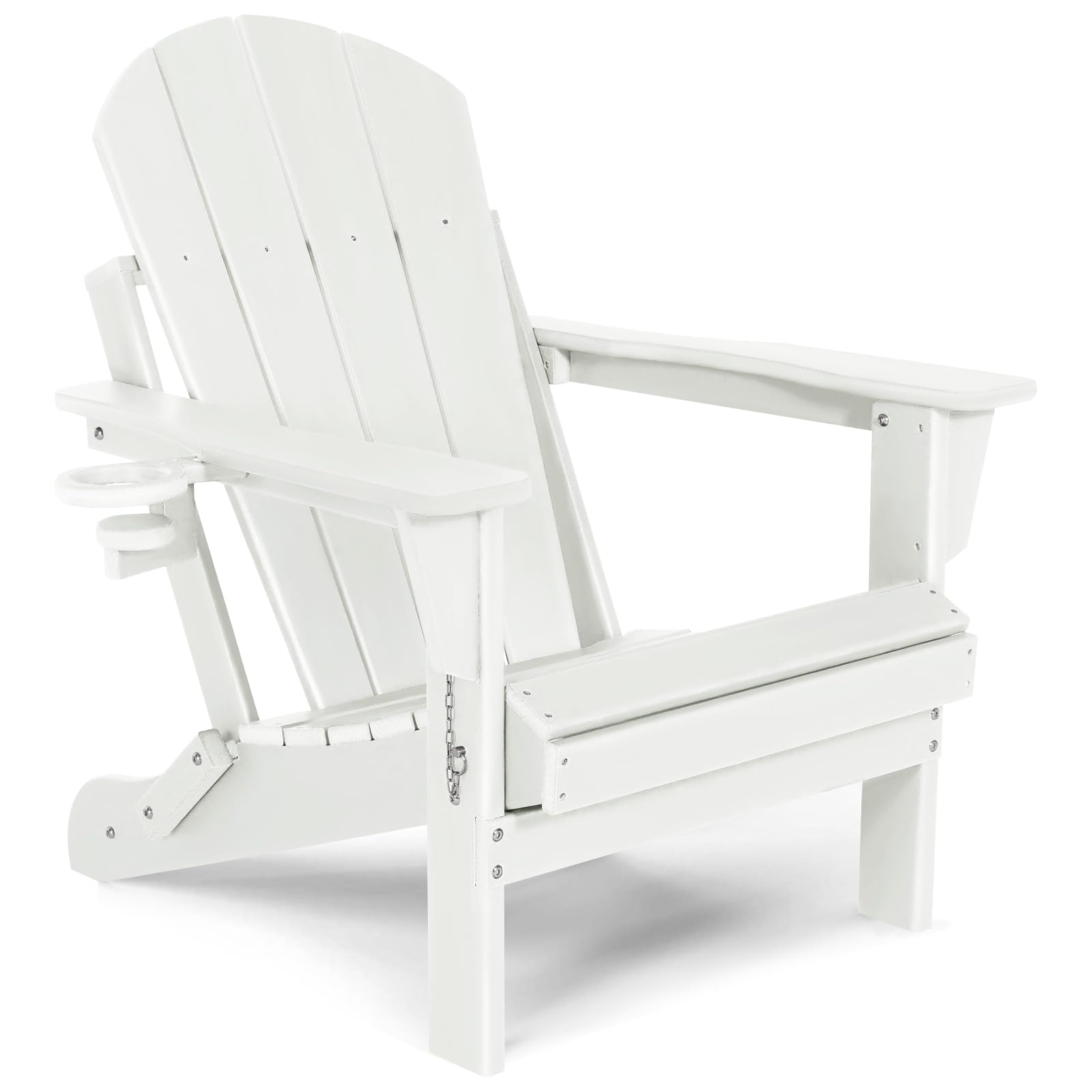 ABCPATIO Folding Plastic Adirondack Chair - Outdoor Weather Resistant Adirondack Chairs with Cup Holder, Stackable Seating for P