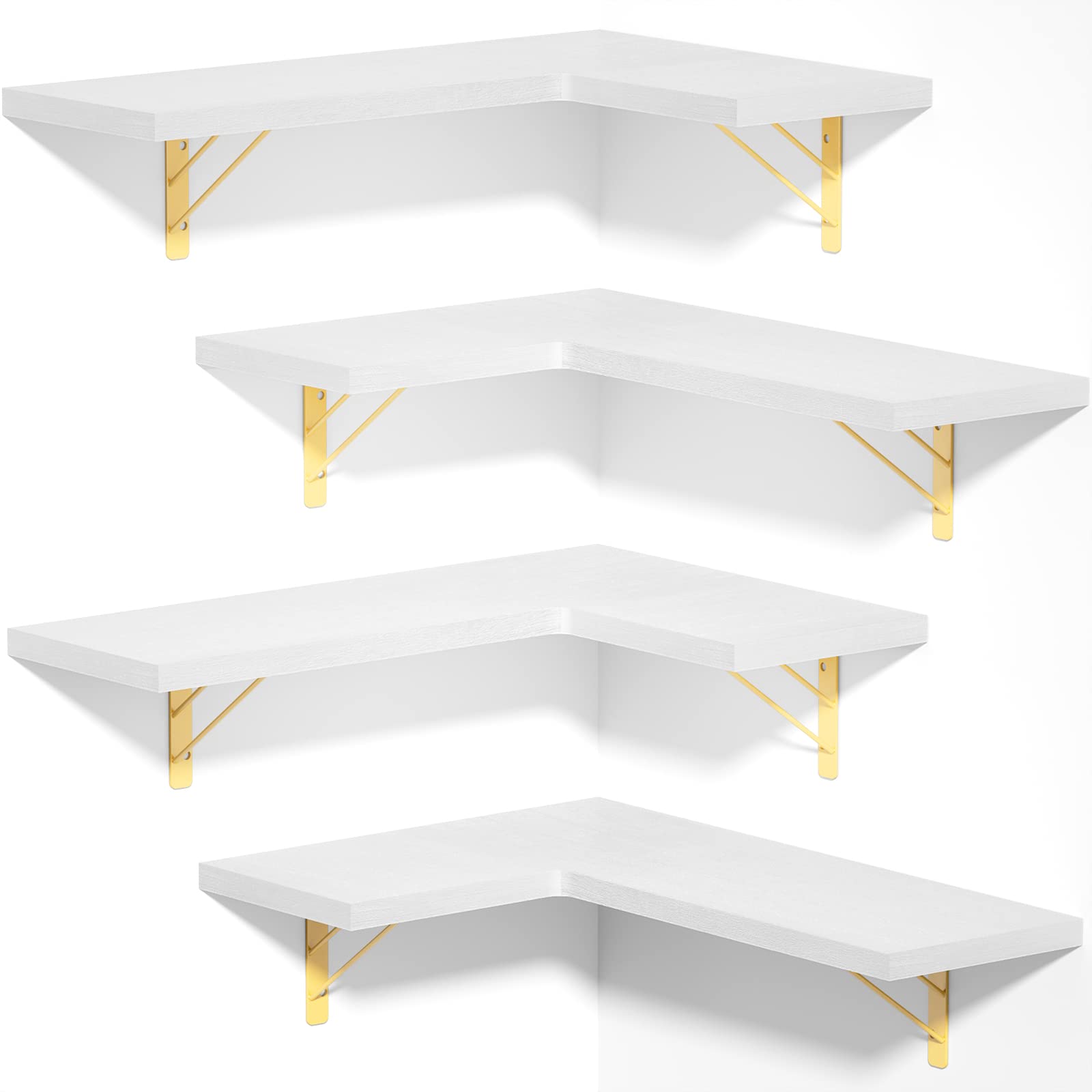 Love-KANKEI Corner Shelf Wall Mounted,Floating Wall Shelves for Storage,Rustic Wood Hanging Shelves for Display,Bedroom Bathroom