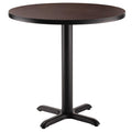 National Public Seating NPS 36 Round Cafe Table with X Base, 30 Height, Particleboard Core/T-Mold, Mahogany Top, Black Frame