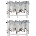 Solid Faux Silk Swag Waterfall Cascade Ascot Window Curtain Valance w/Tassels Trim 55  x18  Wave (2, Silver Gray)