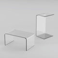 MESAILUP Acrylic Side Table, 24 L x 15 W x12 H x3/5 Thick C-Shape Clear Modern Decorative End Table, Multipurpose Coffee Tab