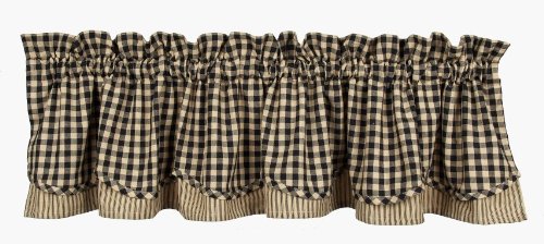 Heritage House Check Fairfield Black and Nutmeg 72 x 15.5 Lined Cotton Valance by Raghu
