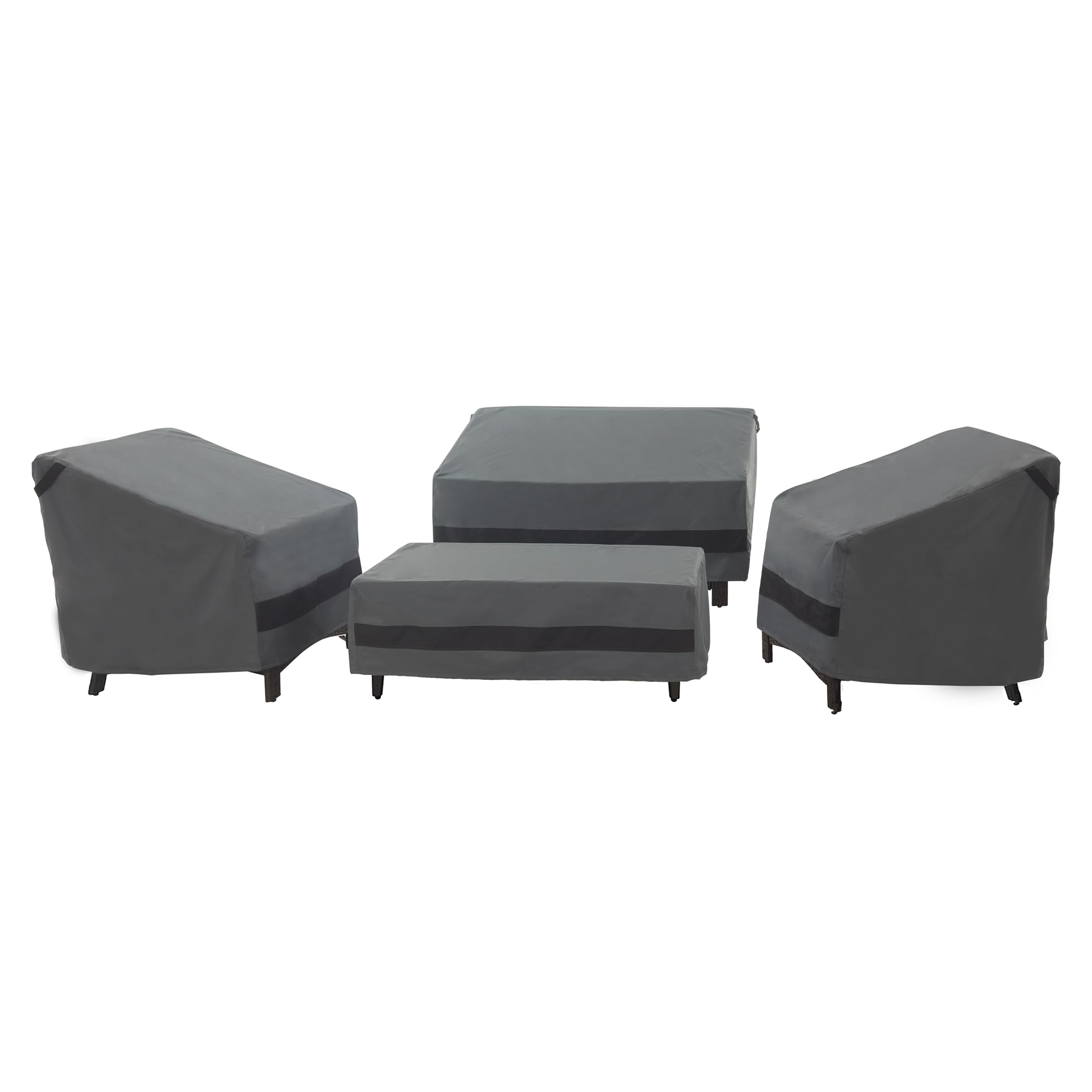 loriano Patio Furniture Covers 4 Piece, Outdoor Furniture Covers Waterproof, 600D Heavy Duty Lawn Patio Covers Set Grey-Black