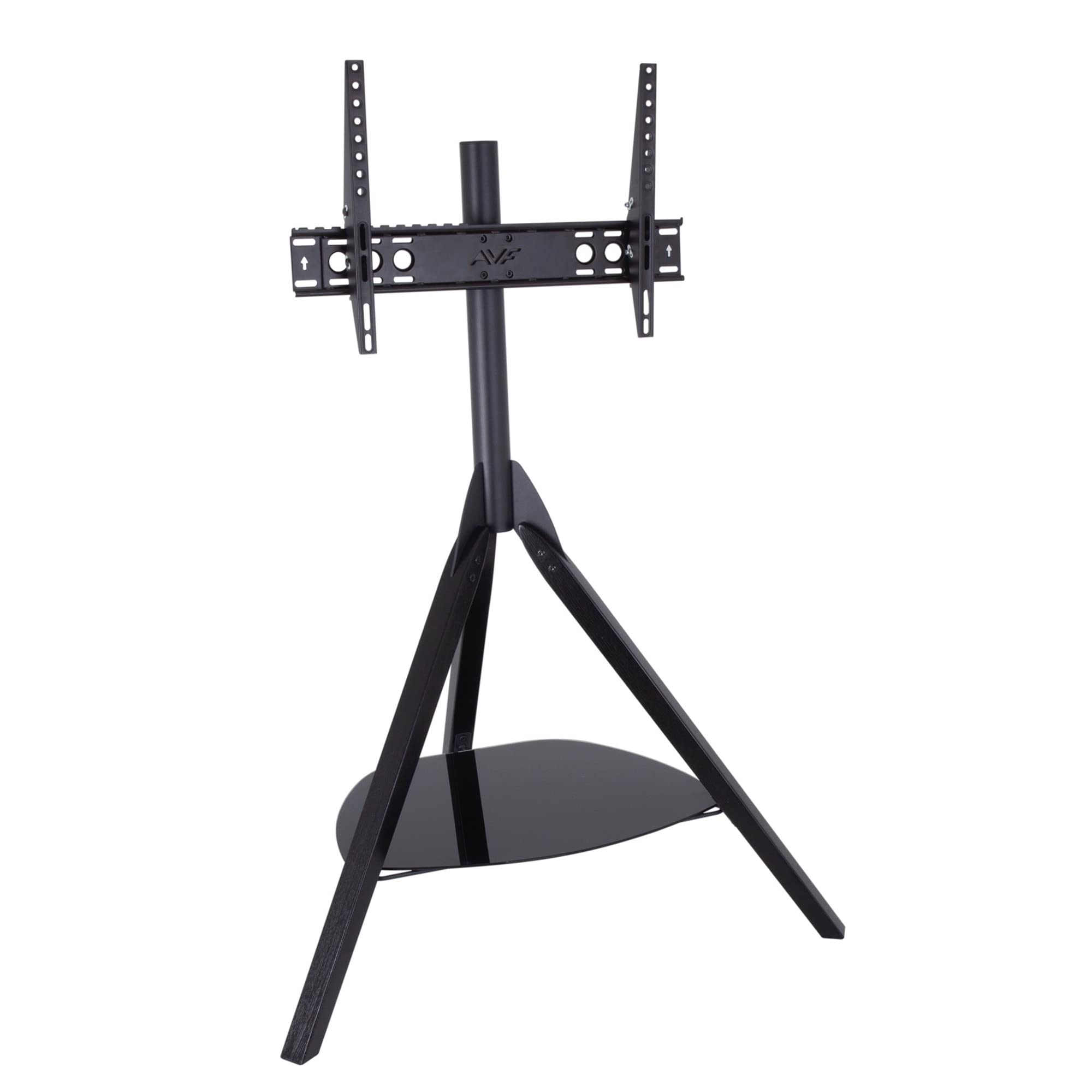 FSL1000HOXBB-A Hoxton TV Floor Stand with TV Mounting Column for 32    to 70   . Black Legs, Black Glass