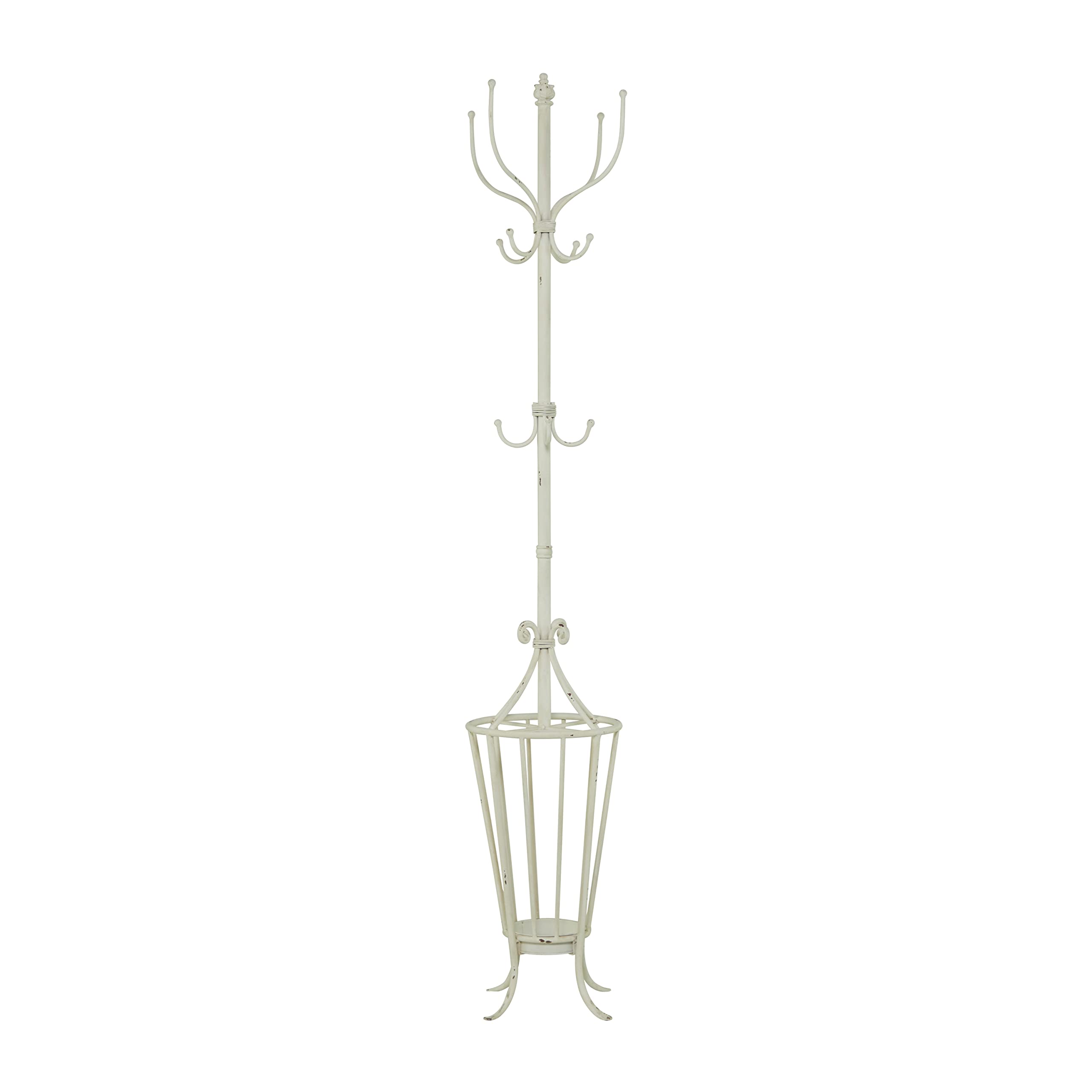 Deco 79 Metal Coat Rack, 15 x 15 x 72, White