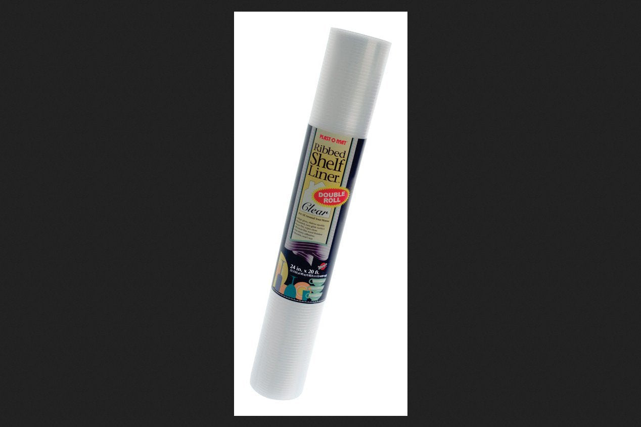 PLAST-O-MAT Warps 20 ft. L x 24 in. W Clear Non Adhesive Ribbed Shelf Liner