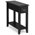 Tangkula Narrow End Table, Slim Side Table with Drawer and Open Shelf, Small End Tables for Small Spaces, Narrow Nightstand Beds
