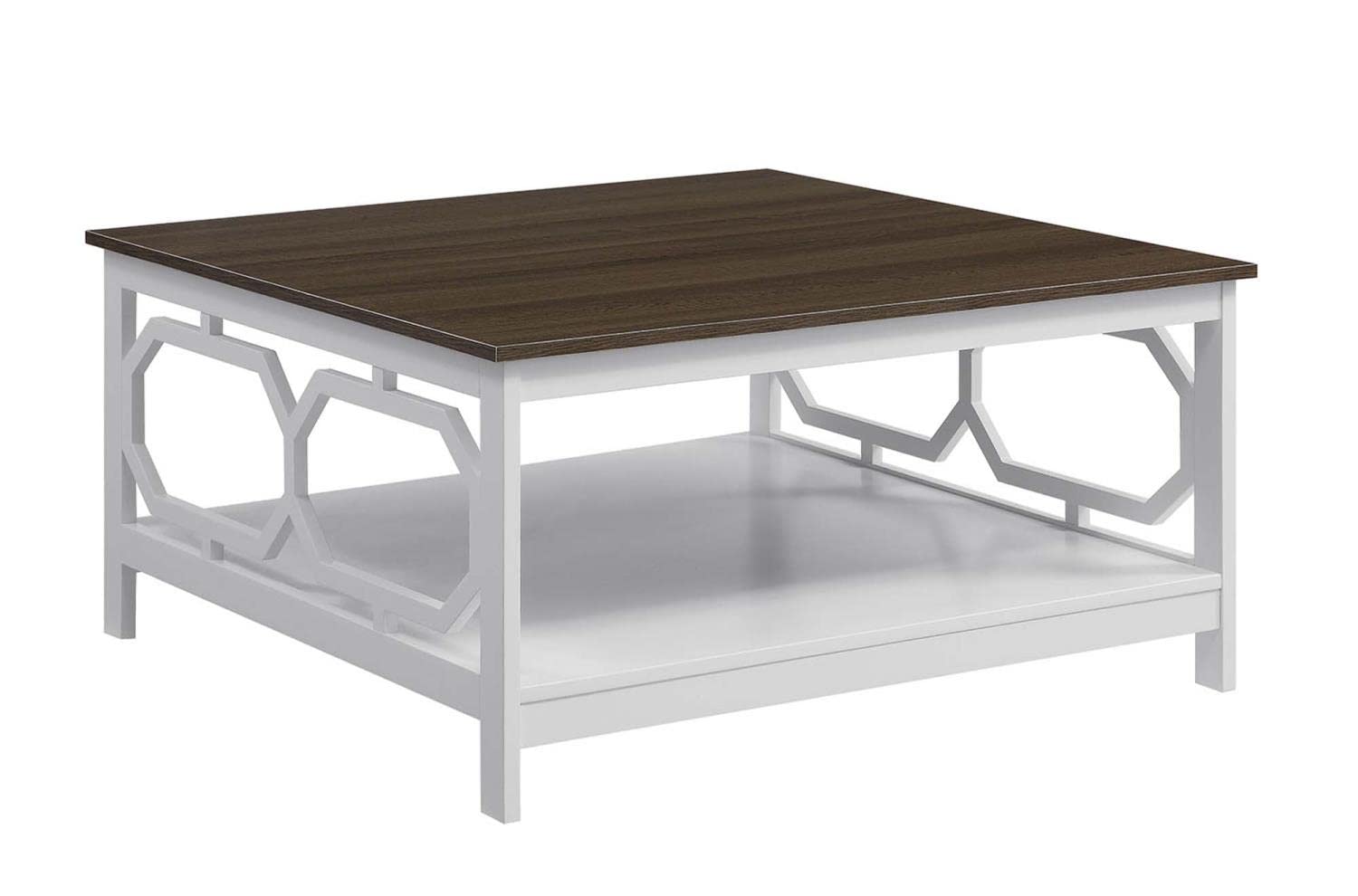 Convenience Concepts Omega Square 36 Coffee Table, Driftwood Top / White Frame