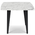 Bianco Contemporary Decorative Soro Italian Carrara White Marble Side Table with Metal Legs - 24, Square