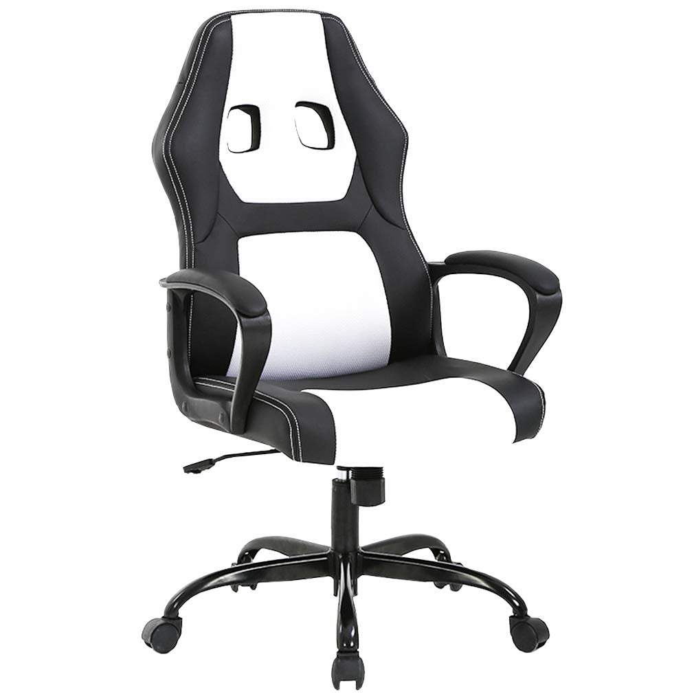 Office Chair PC Gaming Chair Cheap Desk Chair Ergonomic PU Leather Executive Computer Chair Lumbar Support for Women, Men (White
