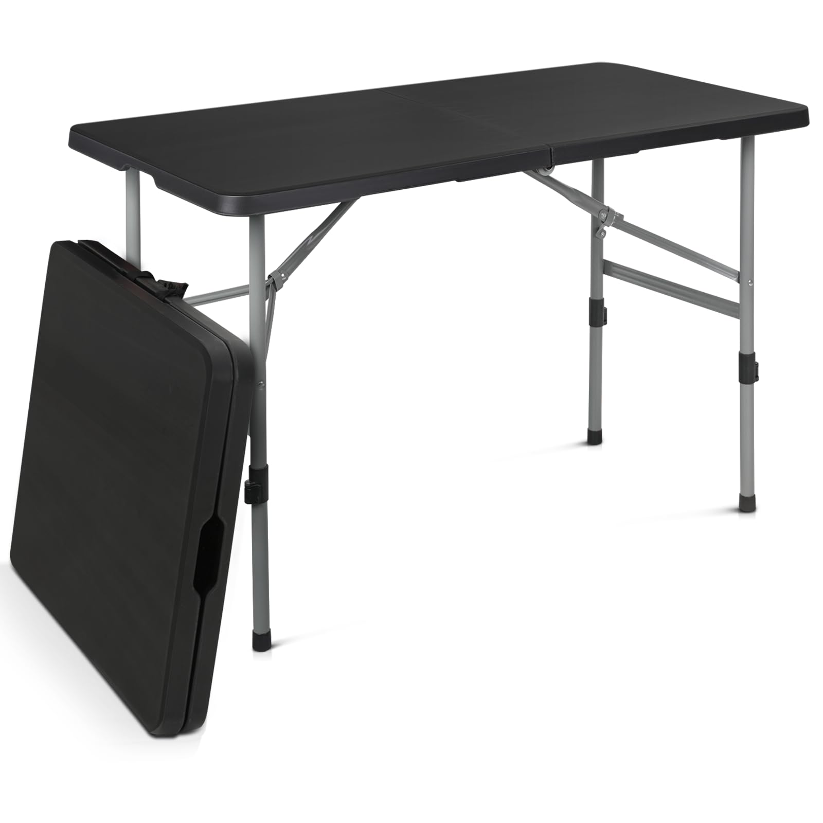 Athena Collection 8ft Folding Table, Lightweight Portable Desk with Handle, Square Foldable Plastic Table for Card Games, Collap