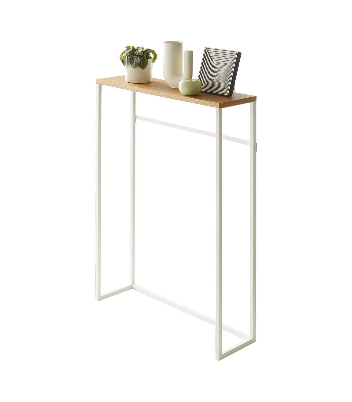 Yamazaki Home Modern Slim Console Table, Slim Narrow Accent Table for Entryway Or Living Room, Metal and Wood Skinny Hallway or 