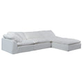 Sunset Trading Contemporary Puff Collection 4PC 132 Slipcovered Modular Sectional Sofa w Ottoman | Down Filled L-Shaped Chaise L