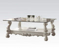 ACME Versailles Coffee Table - 82103 - Bone White & Clear Glass