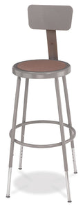 National Public Seating 6224HB-CN Steel Stool with Hardboard Seat Adjustable and Backrest, 25-33, Grey (Pack of 4)