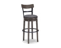Signature Design by Ashley Caitbrook 30 Farmhouse Bar Height Upholstered Swivel Barstool, Gray