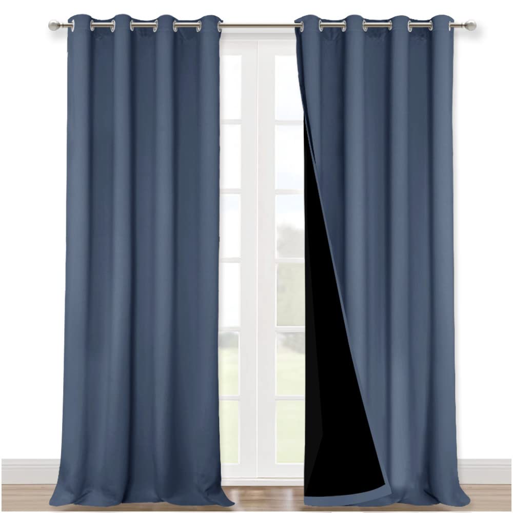 NICETOWN Insulated 100% Blackout Curtains, Noise Reducing Performance Drapes with Black Lining, Full Light Blocking Draperies fo