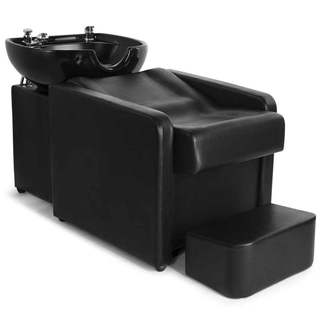 70 Shampoo Bowl - Artist Hand Barber Backwash Chair with Ceramic Shampoo Bowl Sink Chair with Foot Pedal, Headrest for Spa Beaut