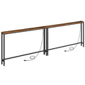 HOOBRO 2 Pack 5.9 Narrow Console Sofa Table with Power Outlets, 47.2 Long Behind Couch Table with Charging Station, Skinny Sofa 