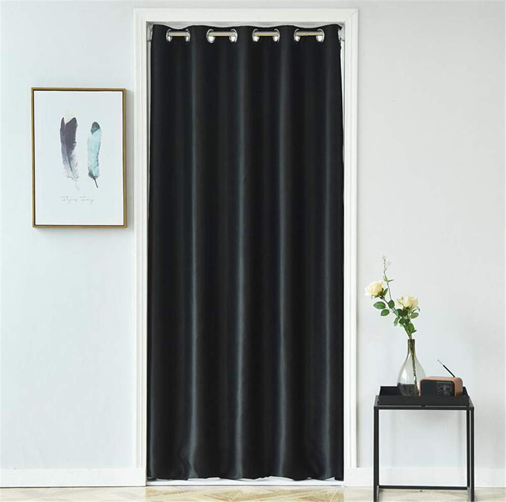 WPKIRA Grommet Top Blackout Black Solid Doorway, Room Darkening Thermal Insulated Curtain Drape for Doors Windows 1 Panel W39 x 