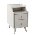 AQIMUELE Wood Nightstand, White Nightstand with 2 Drawers, Bedside Table for Bedroom
