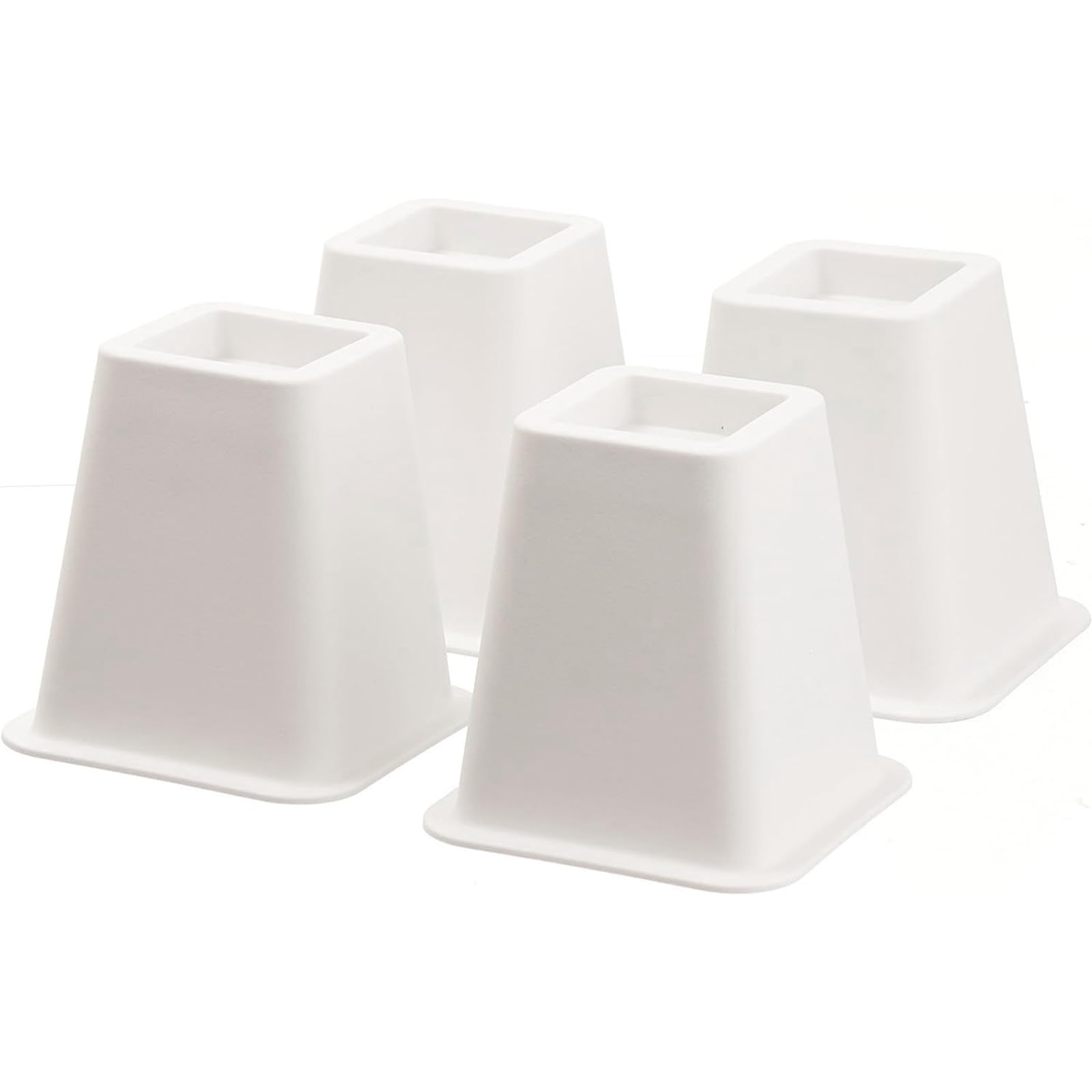 HOME IT 5 to 6-inch Super Quality Black Bed Risers - Helps You Storage Under The Bed - 4-Pack (White)