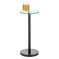 mDesign Glass Top Side/End Drink Table - Small Modern Round Accent Metal Nightstand Furniture for Living Room, Dorm, Home Office