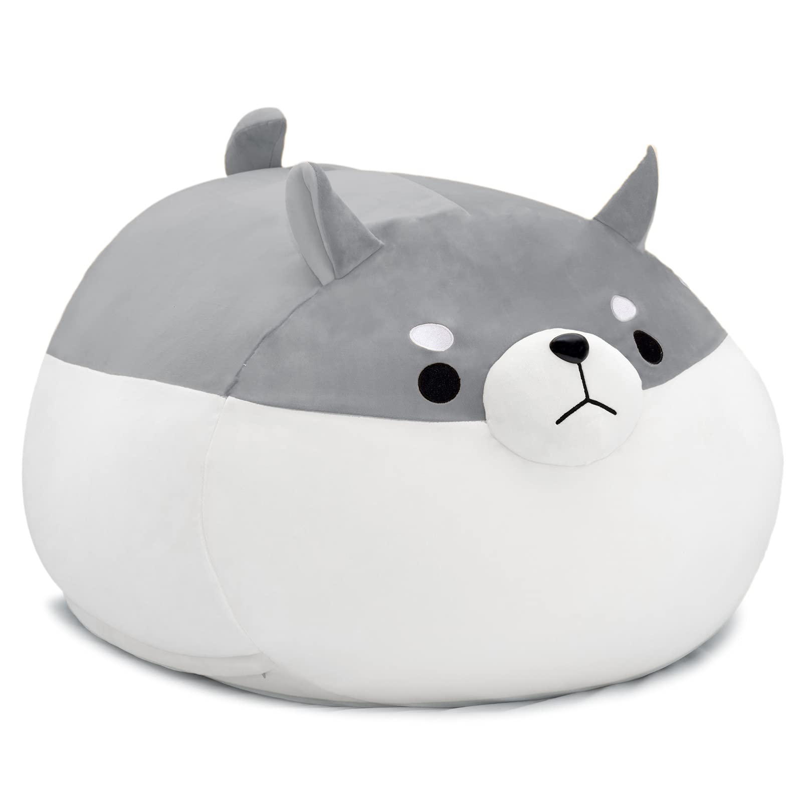 Stuffed Animal Storage Bean Bag Chair Cover for Kids Grey Shiba Inu Dog Bean Bag Chair for Girls XX-Large Size Toy Organizer Cov