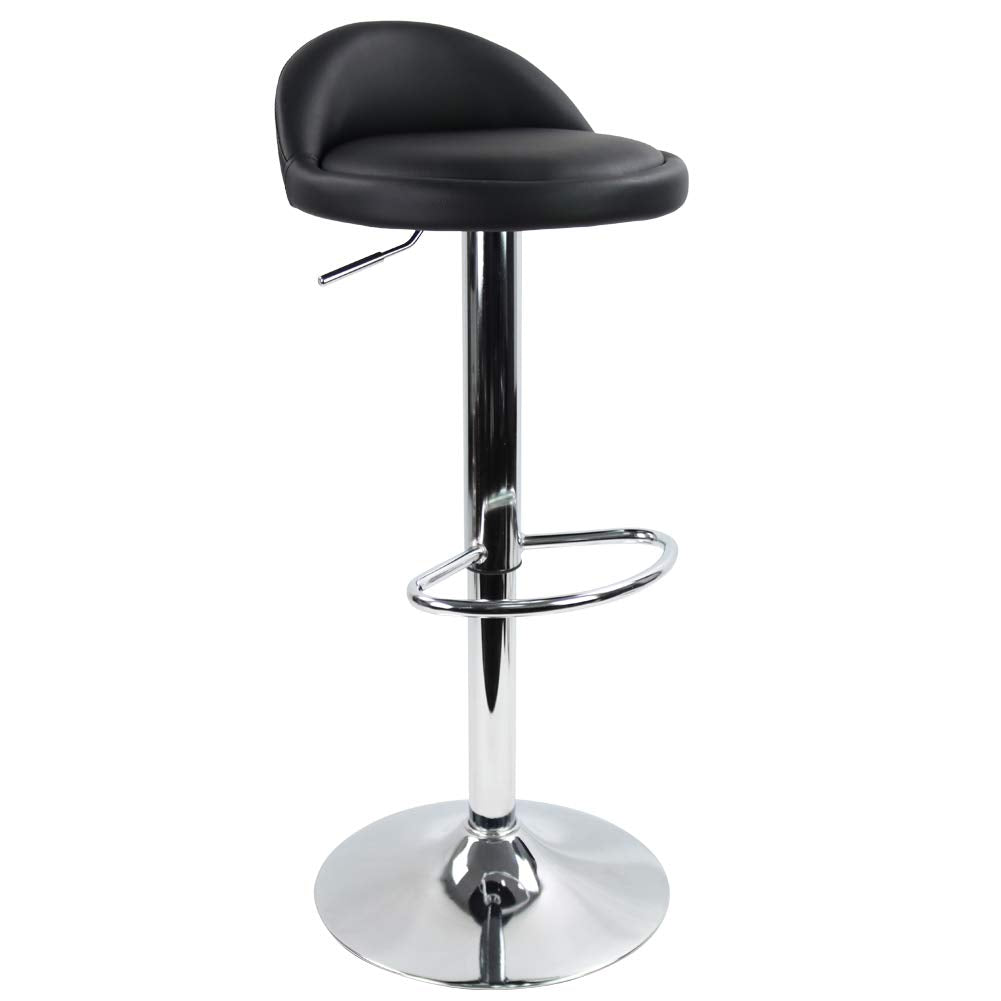 KKTONER PU Leather Round Bar Stool with Back Rest Height Adjustable Swivel Pub Chair Home Kitchen Bar stools Backless Stool with