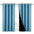 NICETOWN 100% Blackout Short Curtains with Black Liners, Thermal Insulated Full Blackout Lined Drapes, Energy Efficiency Window 