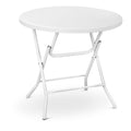 Athena Collection 2.6ft Folding Table, Portable Plastic Round Table Collapsible Card Craft Table with Steel Legs for Indoor Outd