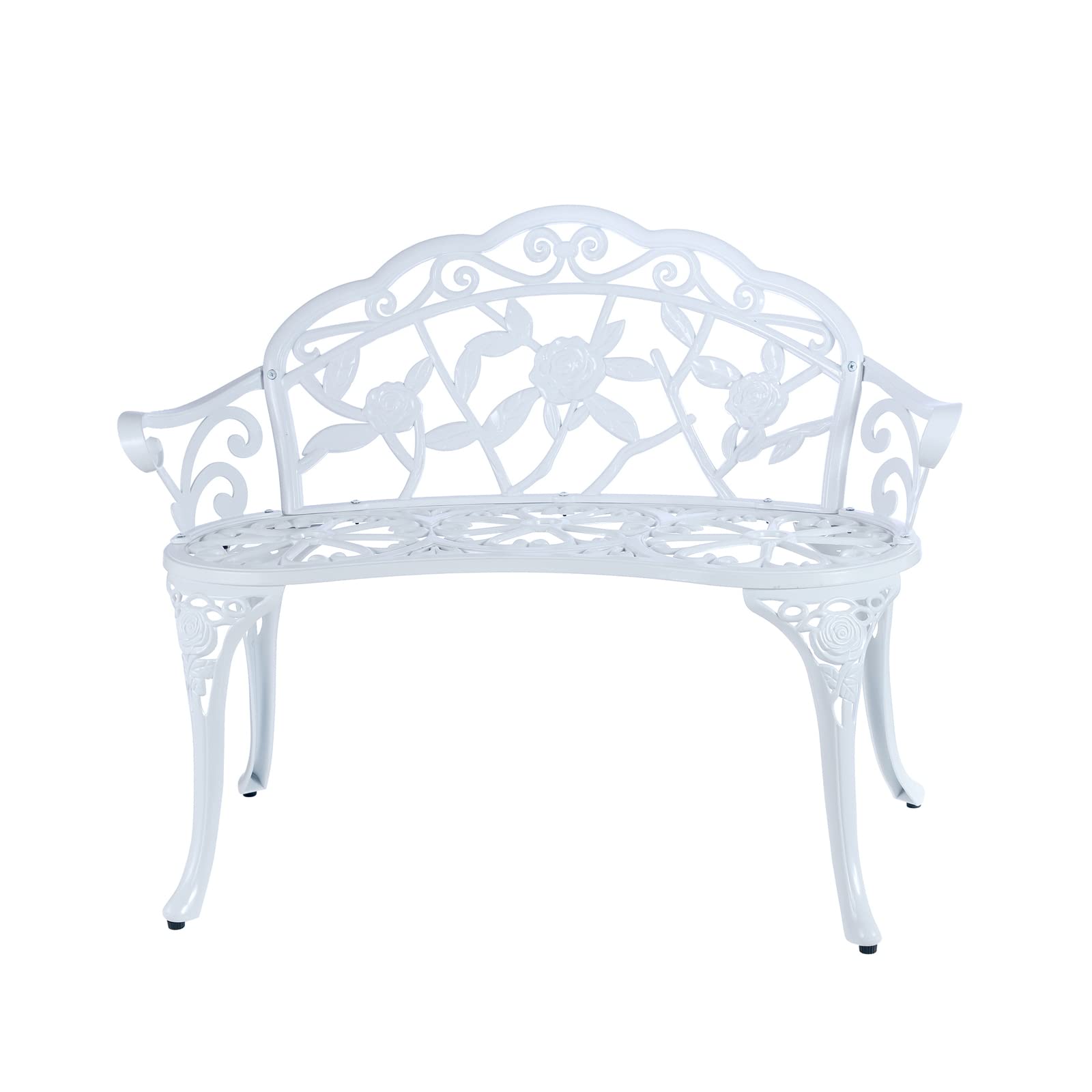 JARDIN DE CENTENNIAL Patio Garden Bench Metal Park Bench Cast Aluminum Outdoor Furniture with Floral Rose for Patio,Park,Lawn,Ya