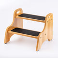 StrongTek Wooden 2 Step Stools for Kids, Toddler with Non-Slip Stepping Surface, Portable Stool with Handles for Bathroom Kitche