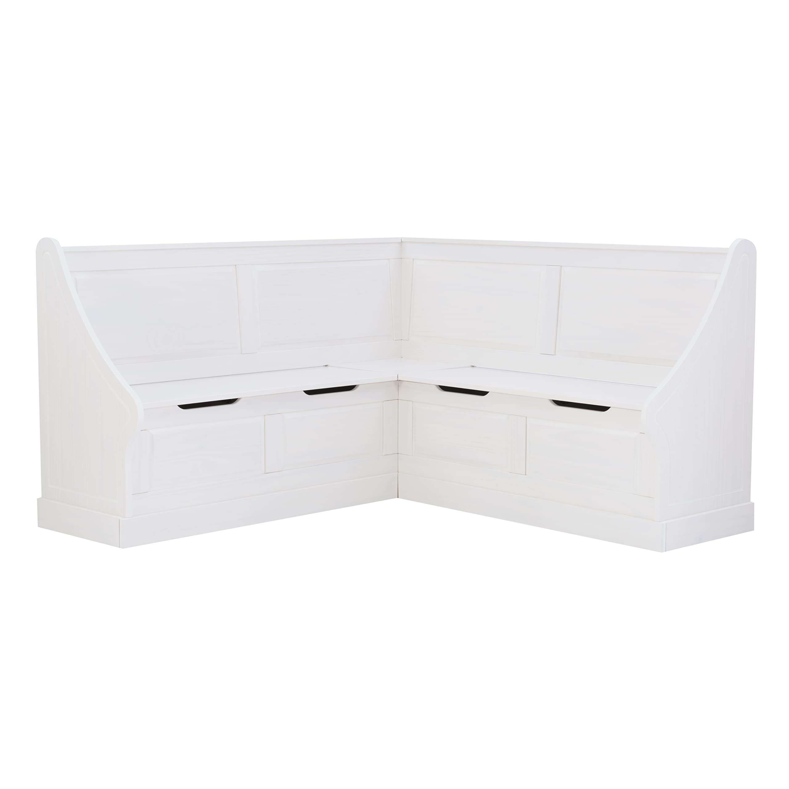 Linon Harris White Corner Breakfast Nook - Nook Only, Table is NOT included! 20.88D x 61.88W x 36.63H in
